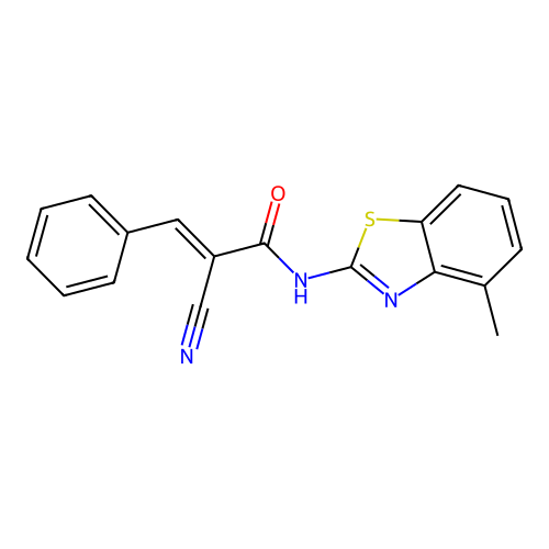 2-Propenamide, 2-cyano-N-(4-methyl-2-benzothiazolyl)-3-phenyl- structure