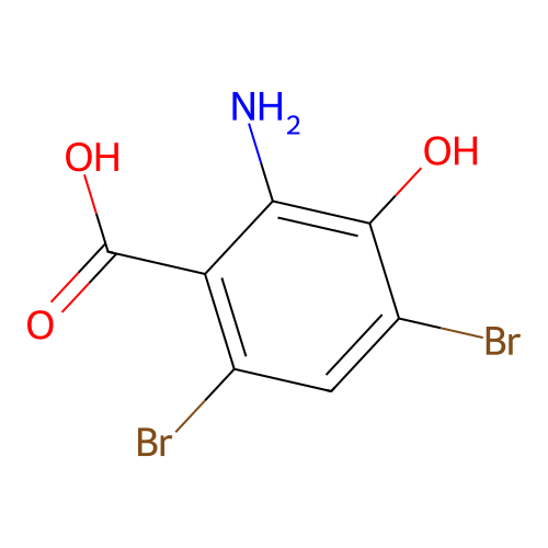 2-Amino-4,6-dibromo-3-hydroxybenzoic acid structure