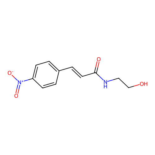 (E)-N-(2-hydroxyethyl)-3-(4-nitrophenyl)prop-2-enamide structure