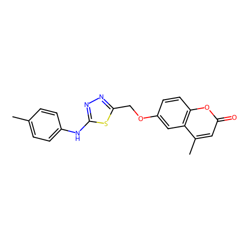 4-methyl-6-{[5-(4-toluidino)-1,3,4-thiadiazol-2-yl]methoxy}-2H-chromen-2-one structure