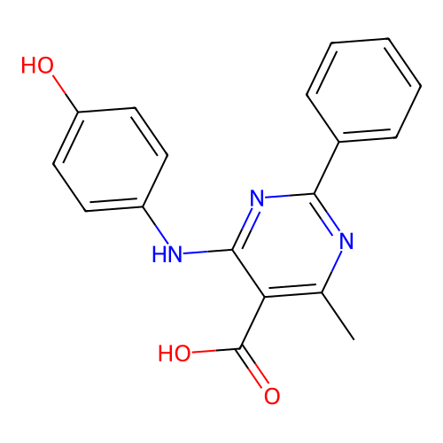 4-(4-Hydroxyanilino)-6-methyl-2-phenyl-5-pyrimidinecarboxylic acid structure