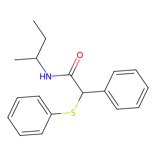 N-butan-2-yl-2-phenyl-2-phenylsulfanylacetamide structure