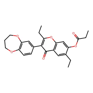 3-(3,4-dihydro-2H-benzo[b][1,4]dioxepin-7-yl)-2,6-diethyl-4-oxo-4H-chromen-7-yl propionate structure