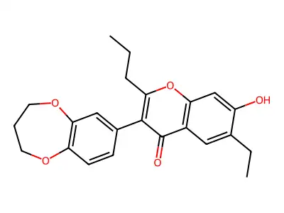 3-(3,4-dihydro-2H-1,5-benzodioxepin-7-yl)-6-ethyl-7-hydroxy-2-propyl-4H-chromen-4-one structure