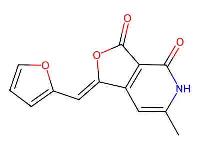 1-(furan-2-ylmethylidene)-6-methyl-5H-furo[3,4-c]pyridine-3,4-dione structure