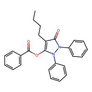 3-Pyrazolin-5-one, 4-butyl-1,2-diphenyl-3-hydroxy-, benzoate (ester) structure