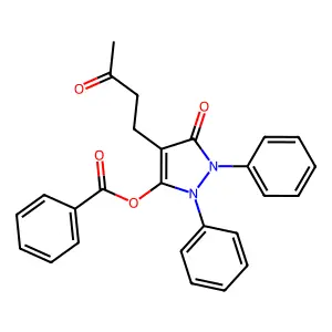 3-Pyrazolin-5-one, 1,2-diphenyl-3-hydroxy-4-(3-oxobutyl)-, benzoate (ester) structure