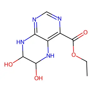 Ethyl 6,7-dihydroxy-5,6,7,8-tetrahydropteridine-4-carboxylate structure