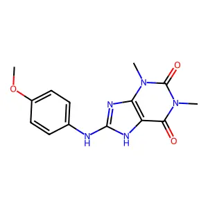 8-((4-methoxyphenyl)amino)-1,3-dimethyl-1H-purine-2,6(3H,7H)-dione structure