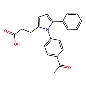 3-[1-(4-acetylphenyl)-5-phenyl-1H-pyrrol-2-yl]propanoic acid structure