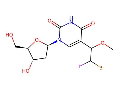 5-(2-Bromo-2-iodo-1-methoxyethyl)-2'-deoxyuridine structure
