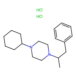 1-Cyclohexyl-4-(1-phenylpropan-2-yl)piperazine--hydrogen chloride (1/2) structure