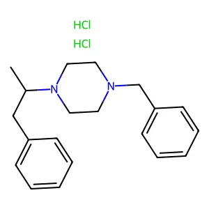 1-Benzyl-4-(1-phenylpropan-2-yl)piperazine--hydrogen chloride (1/2) structure