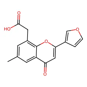 [2-(3-furyl)-6-methyl-4-oxo-4H-chromen-8-yl]acetic acid structure