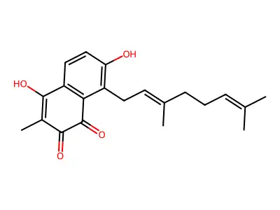 8-Geranyl-2,7-dihydroxy-3-methyl-1,4-naphthoquionone structure
