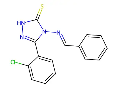 4-(benzylideneamino)-3-(2-chlorophenyl)-1H-1,2,4-triazole-5-thione structure