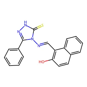 1-[(1Z)-2-(5-phenyl-3-sulfanyl(1,2,4-triazol-4-yl))-2-azavinyl]naphthalen-2-ol structure