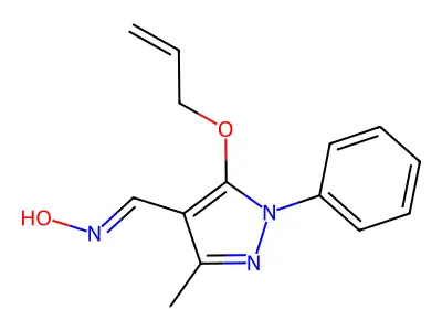 N-[(3-methyl-1-phenyl-5-prop-2-enoxypyrazol-4-yl)methylidene]hydroxylamine structure