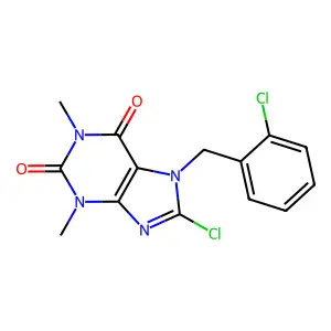8-chloro-7-(2-chlorobenzyl)-1,3-dimethyl-3,7-dihydro-1H-purine-2,6-dione structure