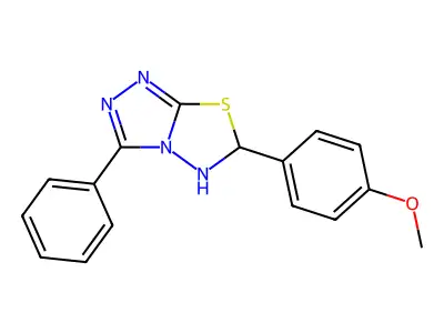 6-(4-methoxyphenyl)-3-phenyl-5,6-dihydro-[1,2,4]triazolo[3,4-b][1,3,4]thiadiazole structure