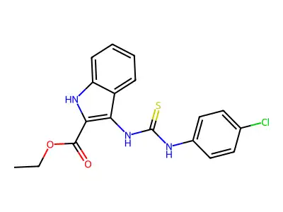 ethyl 3-(3-(4-chlorophenyl)thioureido)-1H-indole-2-carboxylate structure