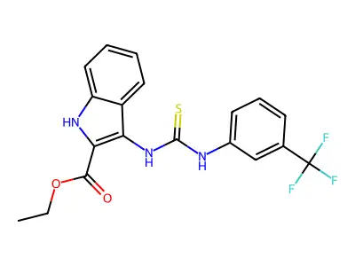 ethyl 3-(3-(3-(trifluoromethyl)phenyl)thioureido)-1H-indole-2-carboxylate structure