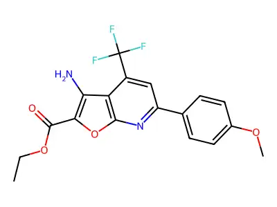 ET 3-Amino-6-(4-meo-phenyl)-4-(trifluoromethyl)furo(2,3-B)pyridine-2-carboxylate structure