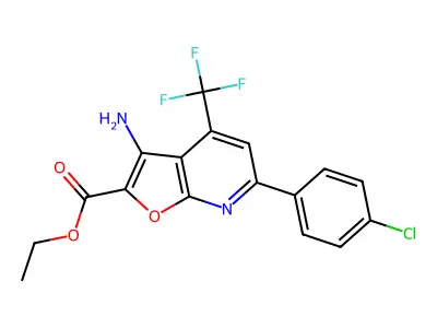 ET 3-Amino-6-(4-CL-phenyl)-4-(trifluoromethyl)furo(2,3-B)pyridine-2-carboxylate structure