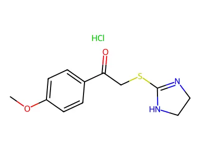 Acetophenone, 2-(2-imidazolin-2-ylthio)-4'-methoxy-, monohydrochloride structure