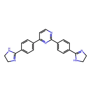 2,4-Bis(4-(4,5-dihydro-1H-imidazol-2-yl)phenyl)-pyrimidine structure