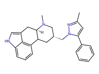 Ergoline, 6-methyl-8-((5-methyl-3-phenyl-1H-pyrazol-1-yl)methyl)-, (8-alpha)- structure
