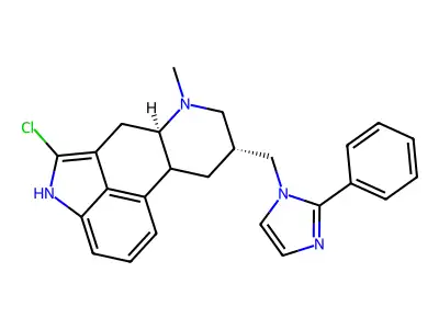 Ergoline, 2-chloro-6-methyl-8-((2-phenyl-1H-imidazol-1-yl)methyl)-, (8-beta)- structure