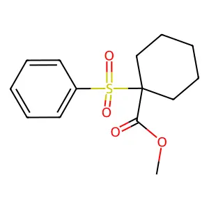 Cyclohexanecarboxylic acid, 1-(phenylsulfonyl)-, methyl ester structure