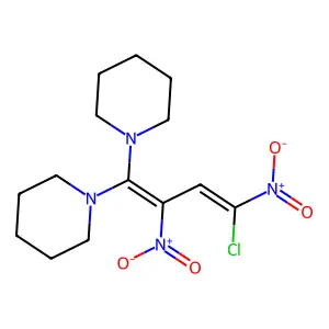 1-[(3E)-4-chloro-2,4-dinitro-1-piperidin-1-ylbuta-1,3-dienyl]piperidine structure