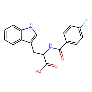 rel-(2R)-2-[(4-fluorophenyl)formamido]-3-(1H-indol-3-yl)propanoicacid structure