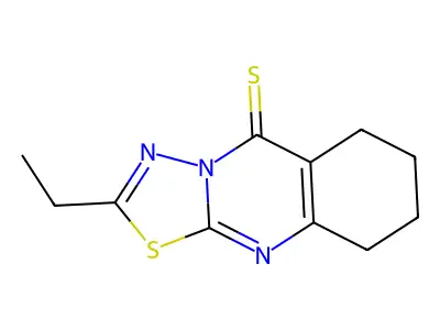 5H-1,3,4-Thiadiazolo(2,3-b)quinazoline-5-thione, 6,7,8,9-tetrahydro-2-ethyl- structure