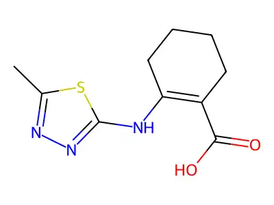 1-Cyclohexene-1-carboxylic acid, 2-((5-methyl-1,3,4-thiadiazol-2-yl)amino)- structure
