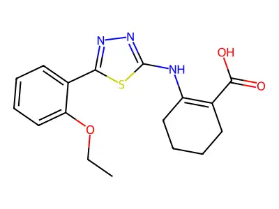 1-Cyclohexene-1-carboxylic acid, 2-((5-(2-ethoxyphenyl)-1,3,4-thiadiazol-2-yl)amino)- structure