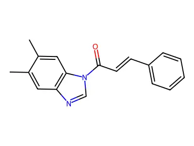 (E)-1-(5,6-dimethylbenzimidazol-1-yl)-3-phenylprop-2-en-1-one structure