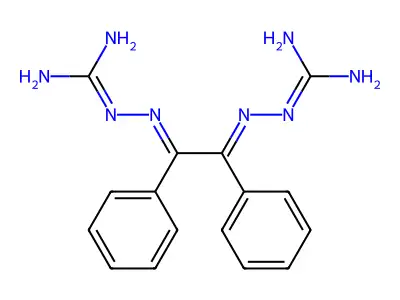 2-[[2-(Diaminomethylidenehydrazinylidene)-1,2-diphenylethylidene]amino]guanidine structure