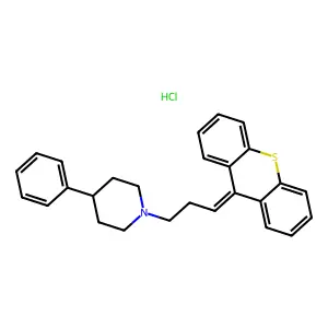 Piperidine, 4-phenyl-1-(3-thioxanthen-9-ylidenepropyl)-, hydrochloride structure