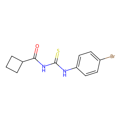 N-[(4-bromophenyl)carbamothioyl]cyclobutanecarboxamide structure