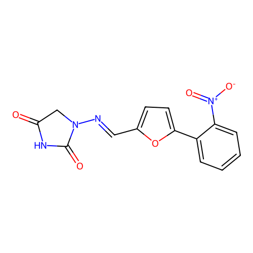 Hydantoin, 1-((5-(o-nitrophenyl)furfurylidene)amino)- structure