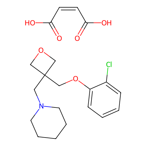 Piperidine, 1-((3-((o-chlorophenoxy)methyl)-3-oxetanyl)methyl)-, maleate structure