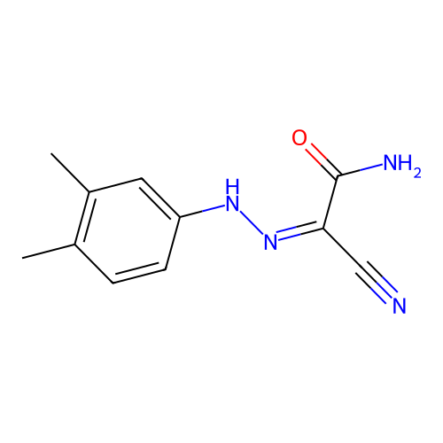 (1Z)-2-amino-N-(3,4-dimethylanilino)-2-oxoethanimidoyl cyanide structure