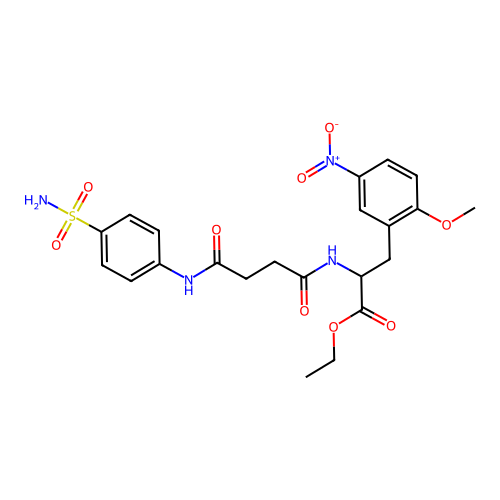 ethyl 2-methoxy-5-nitro-N-{4-oxo-4-[(4-sulfamoylphenyl)amino]butanoyl}phenylalaninate structure