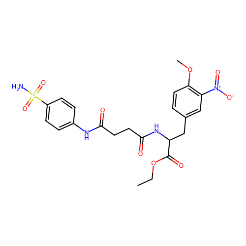 ethyl O-methyl-3-nitro-N-{4-oxo-4-[(4-sulfamoylphenyl)amino]butanoyl}tyrosinate structure