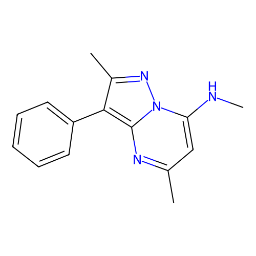 N,2,5-trimethyl-3-phenylpyrazolo[1,5-a]pyrimidin-7-amine structure