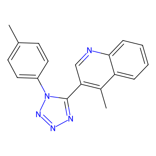 4-methyl-3-[1-(4-methylphenyl)-1H-tetraazol-5-yl]quinoline structure