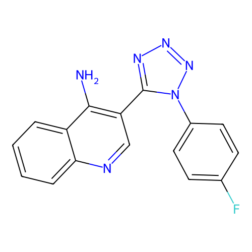3-[1-(4-fluorophenyl)-1H-tetraazol-5-yl]-4-quinolinylamine structure